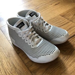 NOBULL white leather mid trainer shoe